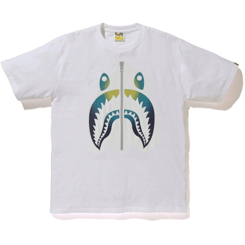 BAPE Glass Beads Gradation Shark Tee White/Blue