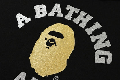 BAPE Glitter College Pullover Hoodie Black