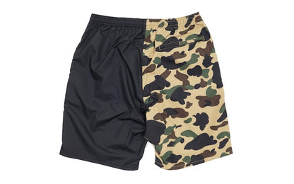 BAPE Half 1st Camo Shark Beach Shorts Black/Yellow