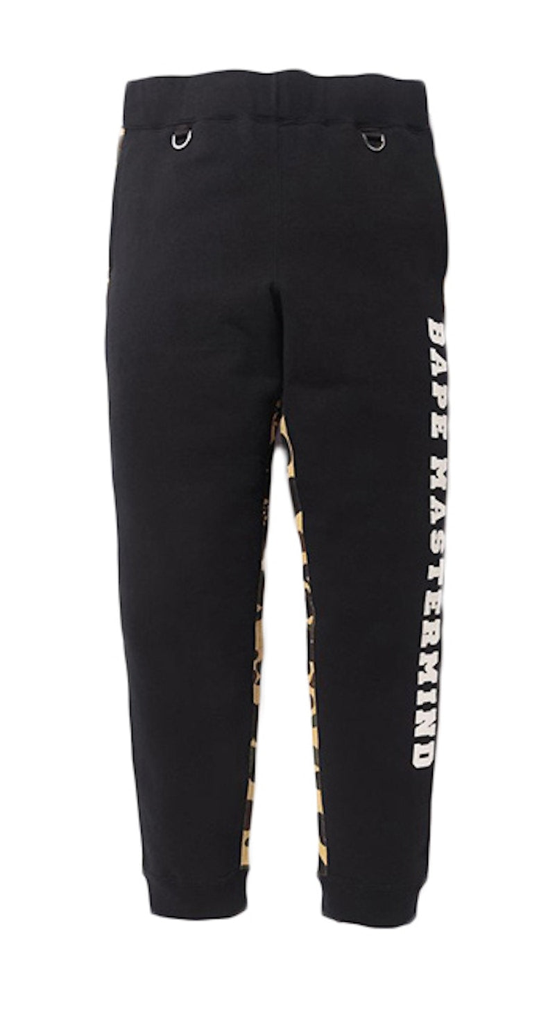 BAPE X Mastermind Japan Half 1st Camo Skull Sweatpants Black/Yellow