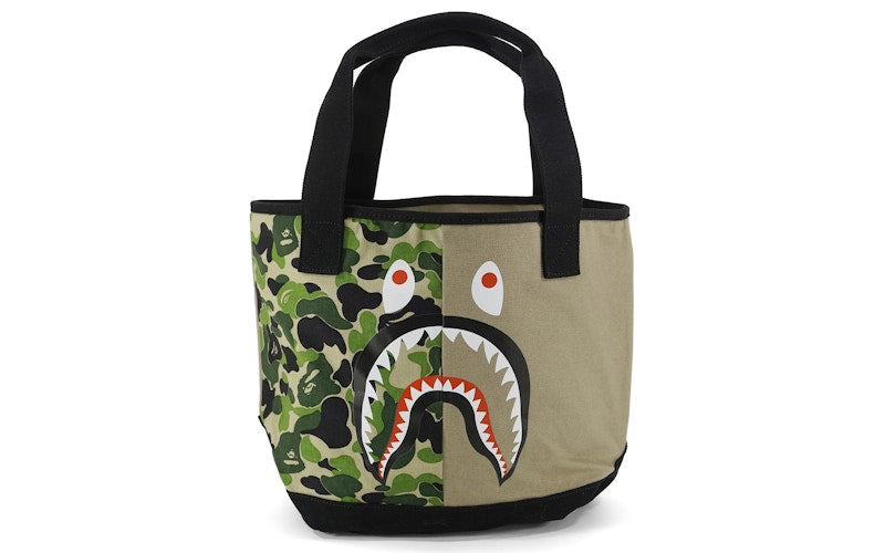 BAPE Half ABC Camo Shark Face Tote Green/Ivory