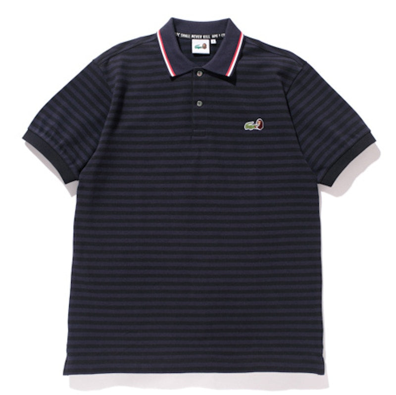 BAPE X Lacoste  Hoop Striped Polo Shirt Navy