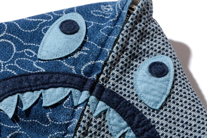 BAPE Indigo Shark Button Hoodie Indigo
