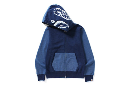 BAPE Indigo Shark Full Zip Hoodie Indigo