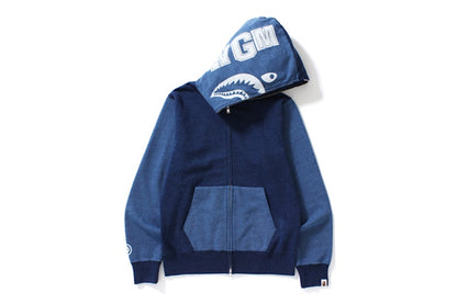 BAPE Indigo Shark Full Zip Hoodie Indigo