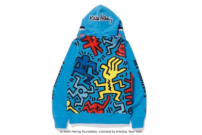 BAPE Keith Haring Shark Full Zip Hoodie 1 Blue