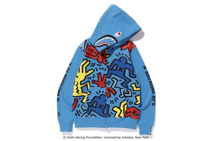 BAPE Keith Haring Shark Full Zip Hoodie 1 Blue