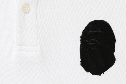 BAPE Large Ape Head Sleeve Logos Polo White
