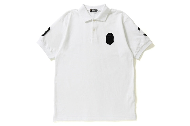 BAPE Large Ape Head Sleeve Logos Polo White