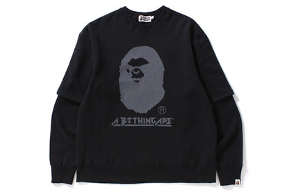 BAPE Layered Sleeve Over Sized Crewneck Black
