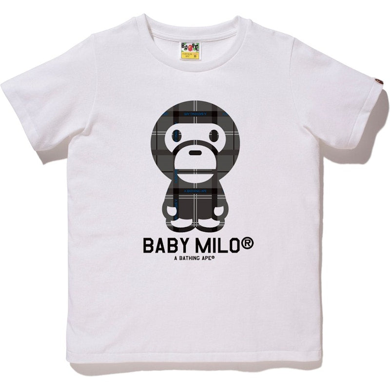 BAPE Logo Check Baby Milo Tee Whtie/Black