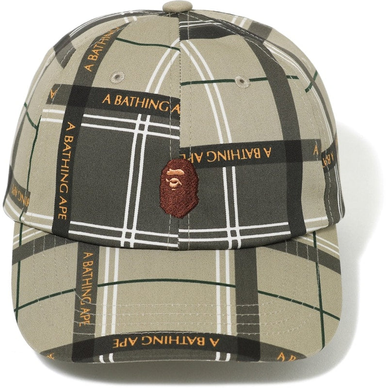 BAPE Logo Check Panel Cap Beige