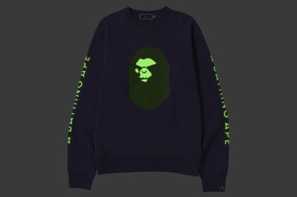 BAPE Mad Face Wide Crewneck Purple