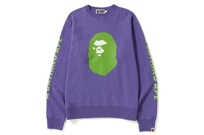 BAPE Mad Face Wide Crewneck Purple