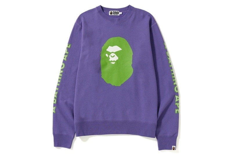 BAPE Mad Face Wide Crewneck Purple