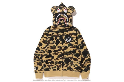 BAPE Medicom Toy1st Camo Shark Bear Full Zip Hoodie Yellow