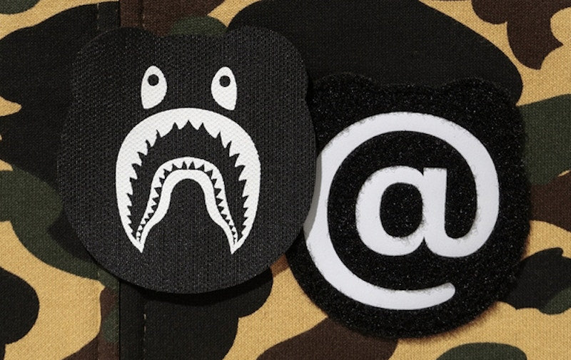 BAPE Medicom Toy1st Camo Shark Bear Full Zip Hoodie Yellow