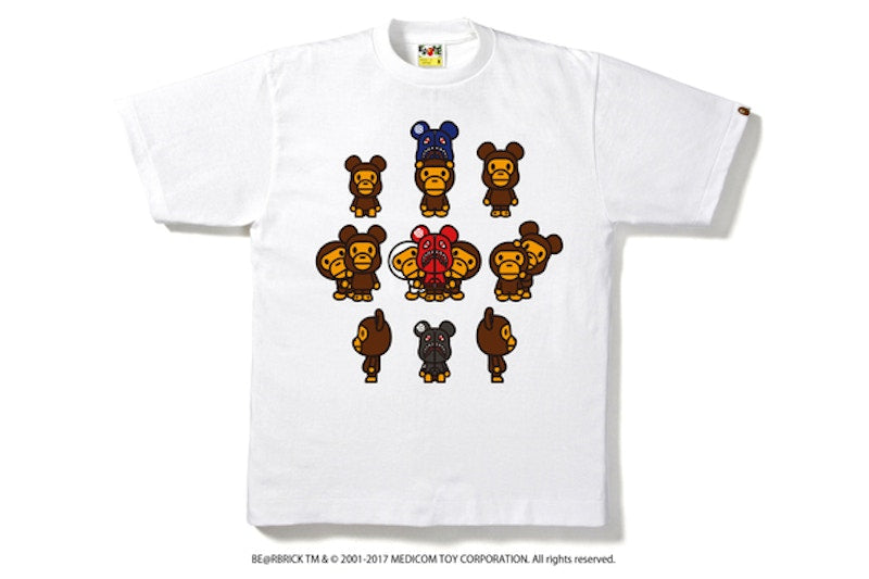 BAPE Medicom Toy Bearbrick Milo Shark Tee White/Brown