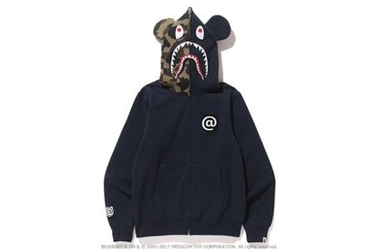 BAPE Medicom Toyshark Bear Full Zip Hoodie Navy