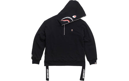 BAPE Military Rock Star 1st Camo Shark Sherpa Pullover Hoodie Black