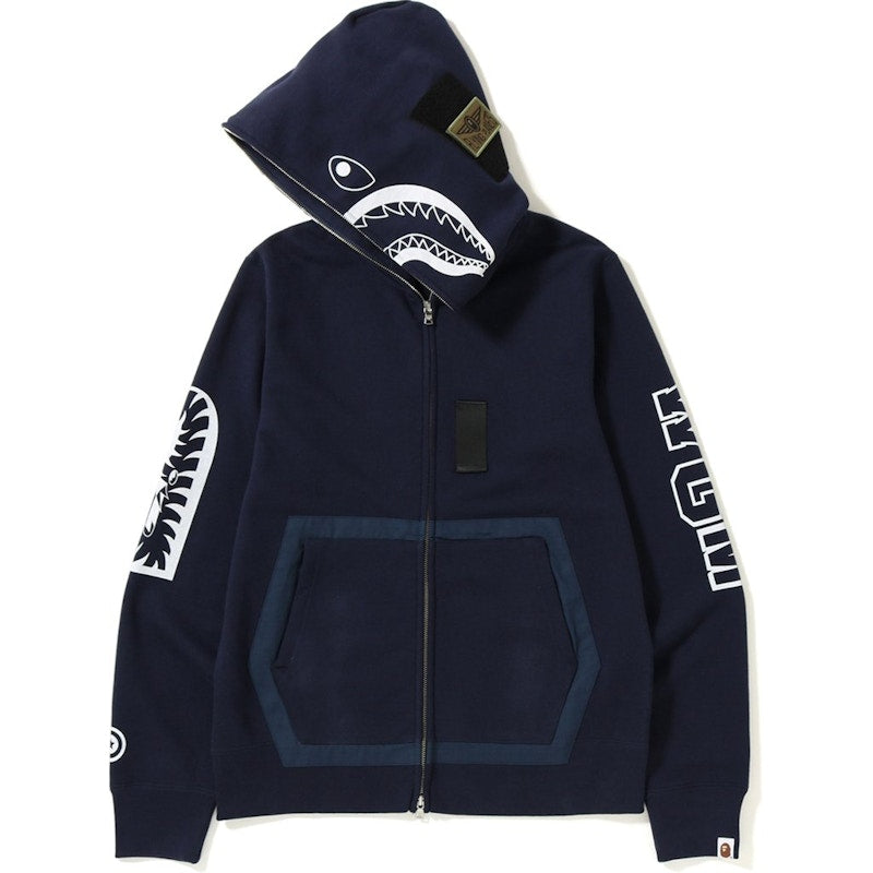BAPE Military Shark Full Zip Hoodie Navy