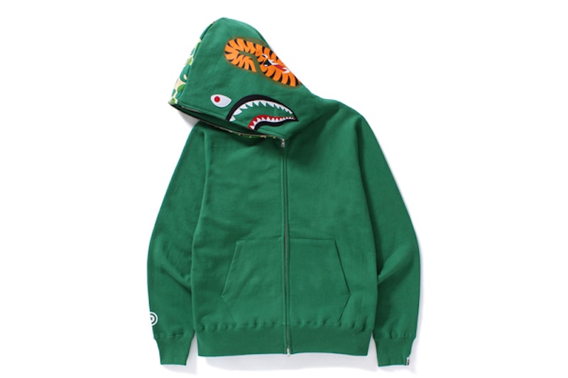 BAPE Milo Camo Milo Shark Full Zip Hoodie Green