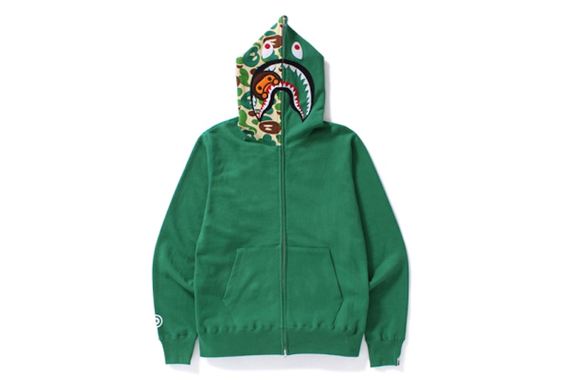 BAPE Milo Camo Milo Shark Full Zip Hoodie Green