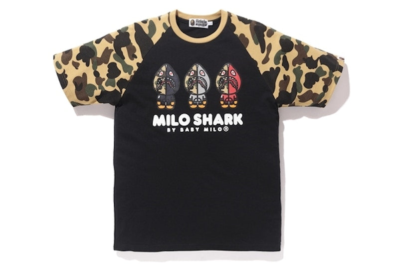 BAPE Milo Shark Raglan Tee Black