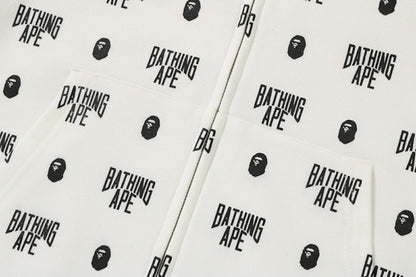 BAPE Monogram Full Zip Hoodie White