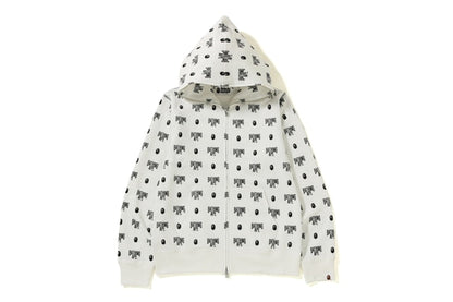 BAPE Monogram Full Zip Hoodie White