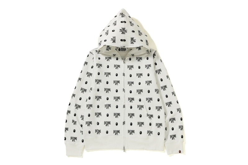 BAPE Monogram Full Zip Hoodie White