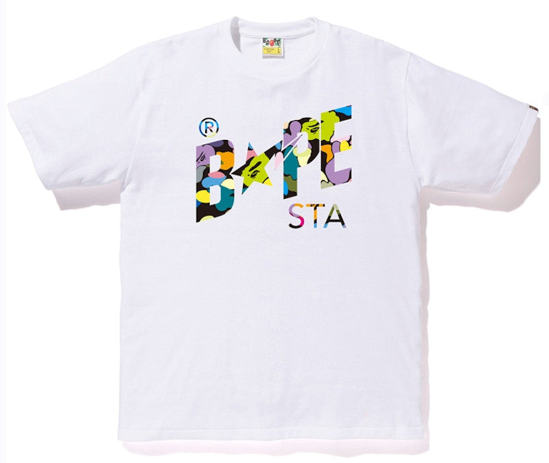 BAPE Multi Camo Bapesta Tee White
