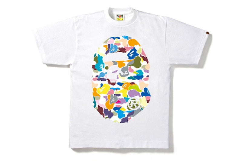BAPE Multi Camo Big Ape Head Tee White