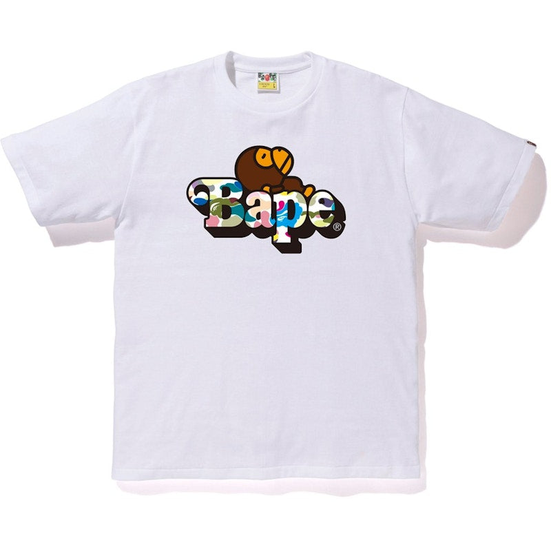 BAPE Multi Camo Milo On Bape Tee White