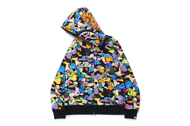 BAPE Multi Camo Shark Full Zip Hoodie Black