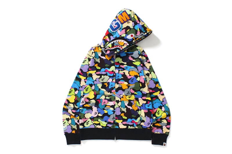 BAPE Multi Camo Shark Full Zip Hoodie Black