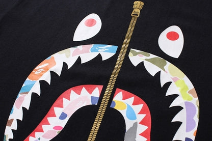 BAPE Multi Camo Shark Tee (Ladies) Black/White