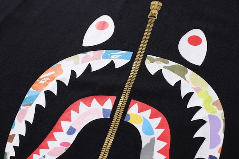 BAPE Multi Camo Shark Tee (Ladies) Black/White