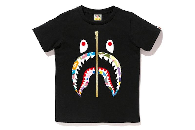 BAPE Multi Camo Shark Tee (Ladies) Black/White
