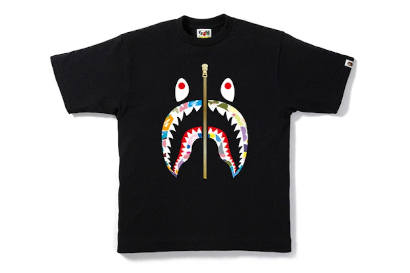 BAPE Multi Camo Shark Tee Black