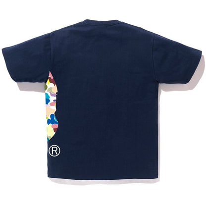 BAPE Multi Camo Side Big Ape Head Tee Navy