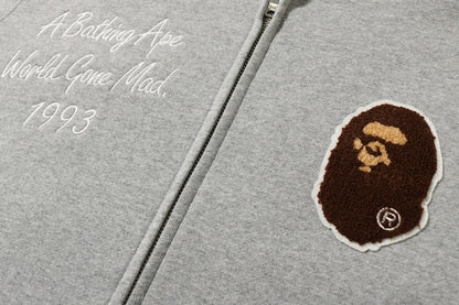 BAPE Multi Emblem Full Zip Hoodie Grey