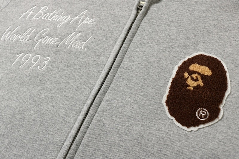 BAPE Multi Emblem Full Zip Hoodie Grey