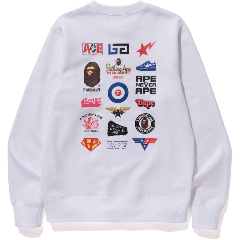 BAPE Multi Logo Crewneck Crewneck White