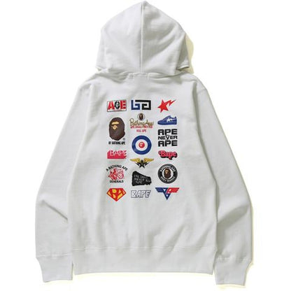 BAPE Multi Logo Full Zip Hoodie White