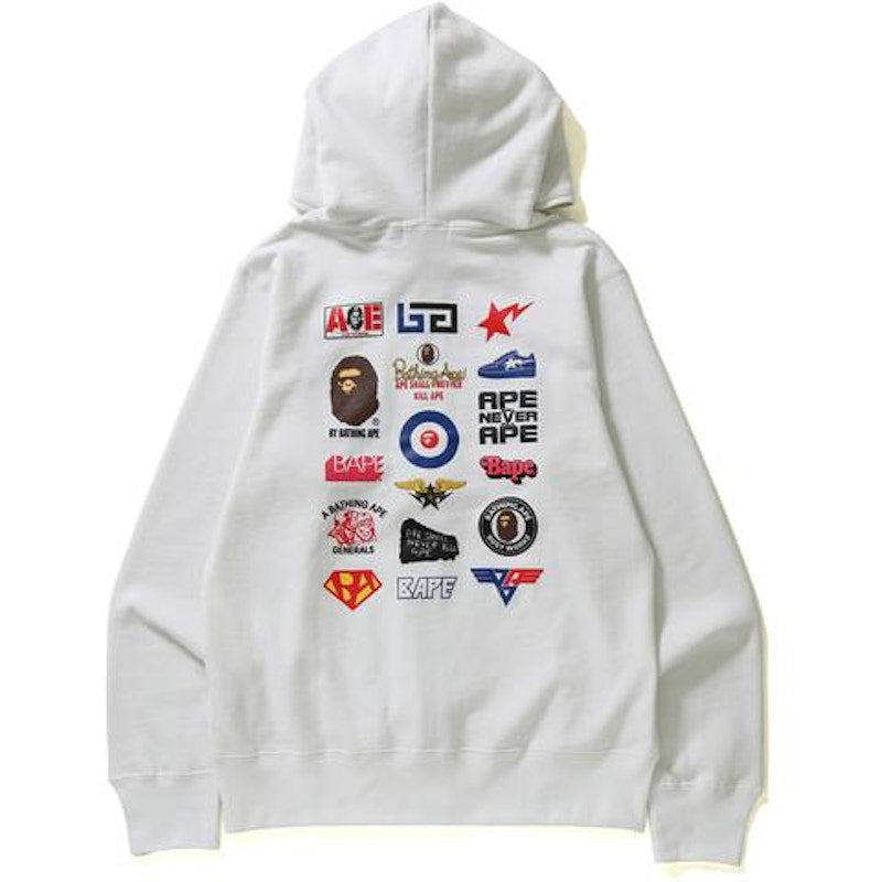 BAPE Multi Logo Full Zip Hoodie White