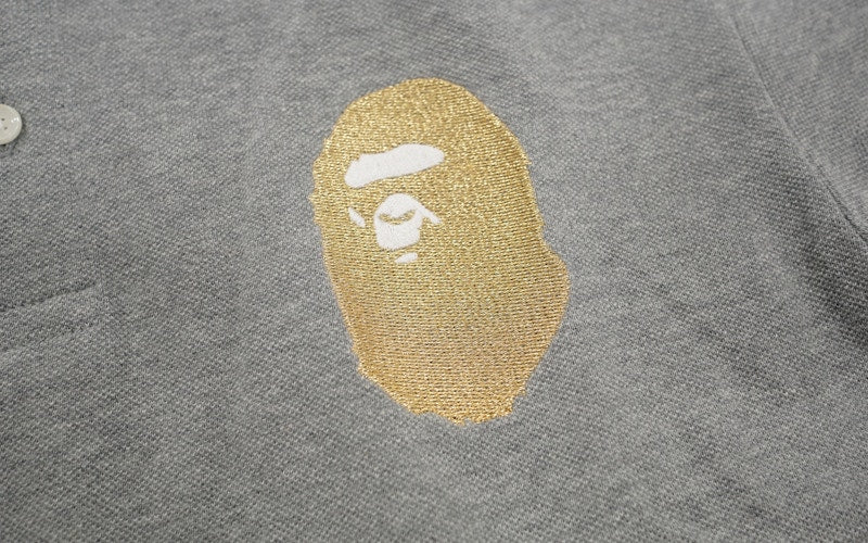 BAPE NW23 Gold Apead Polo Shirt Grey