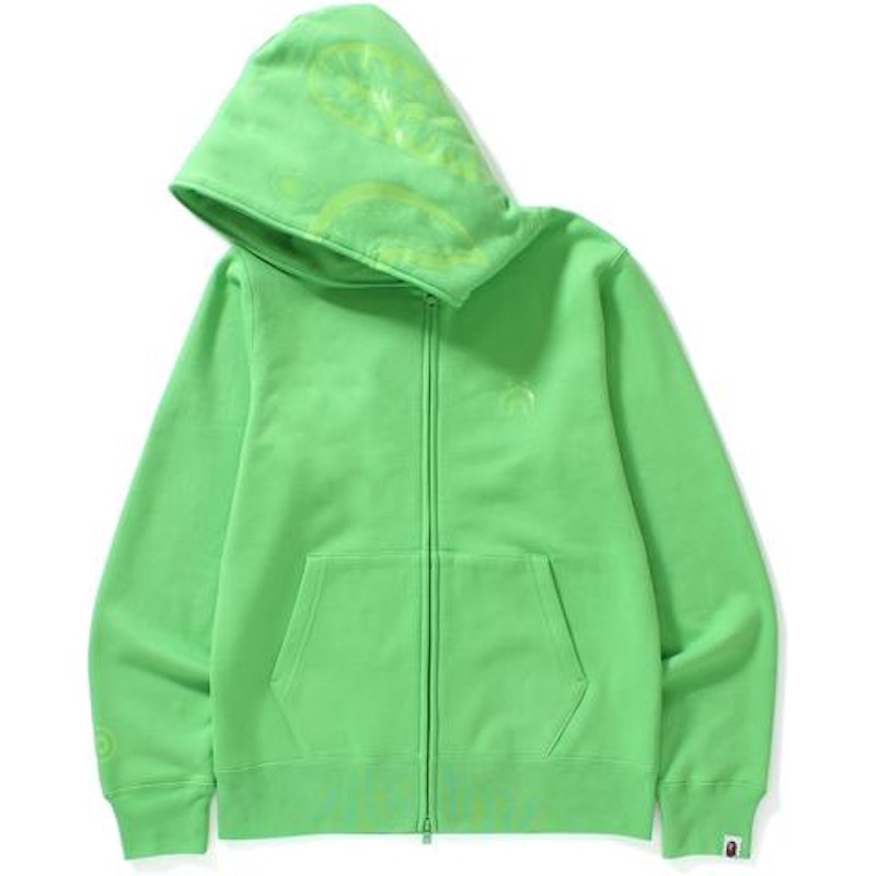 BAPE Neon Color Shark Full Zip Hoodie Green