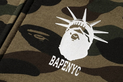 BAPE Nyc 1st Camo Full Zip Hoodie Green Camo