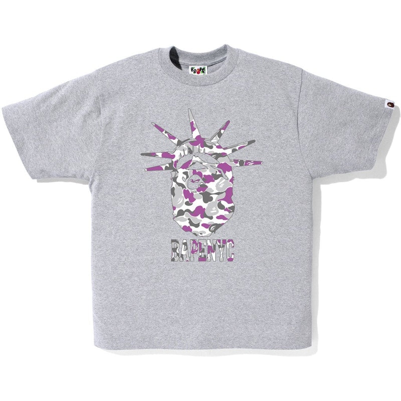 BAPE Nyc Ny Camo Ape Head Tee Tee Gray